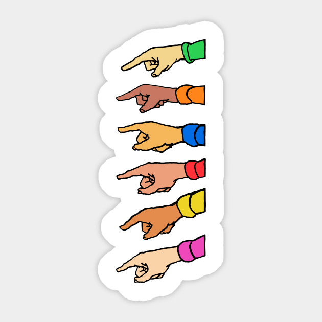 Finger pointing, you you and you, Sticker by VincentRussellArt